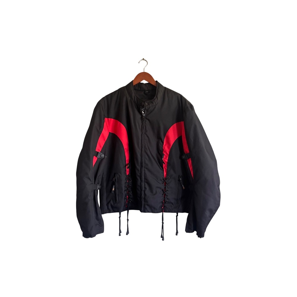 Xelement Advanced Motorcycle Gear Jacket Black Red Lace Up Zip Out Liner 4XL